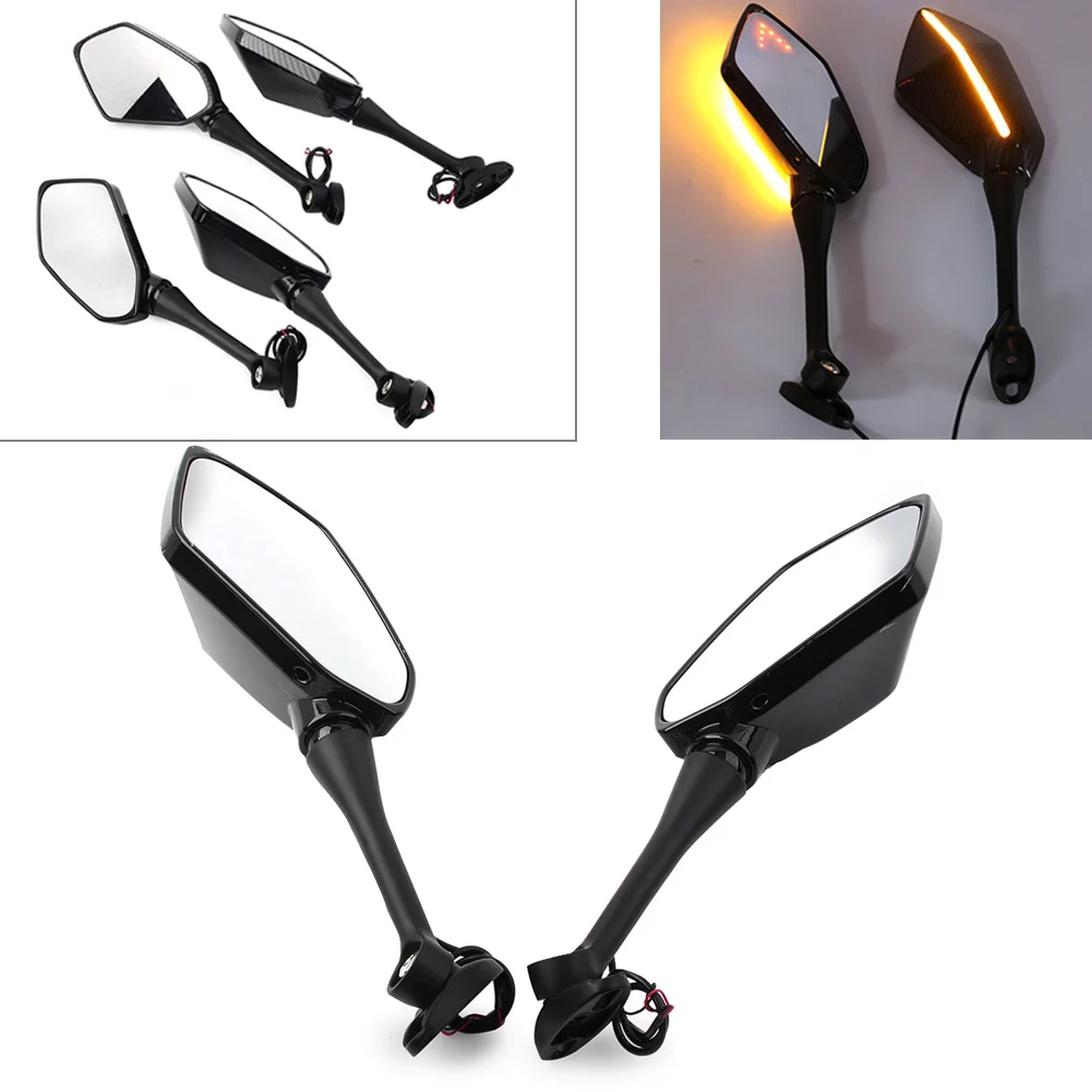 

1Pair Motorcycle Rearview Side Mirrors with LED Turn Signal Light For Honda CBR600RR CBR 1000RR 2004 2005 2006 2007