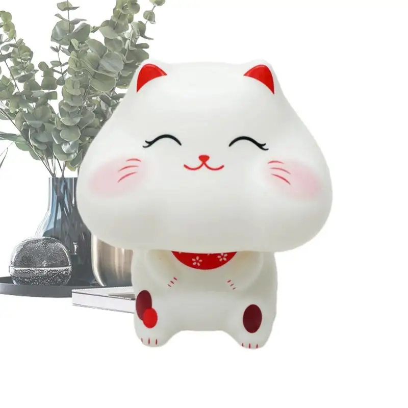 

Fortune Cat Statue Creative Lucky Cat Collectible Figurine Solar Powered Lucky Cats Swinging Nodding Ornament Car Dash Ornament