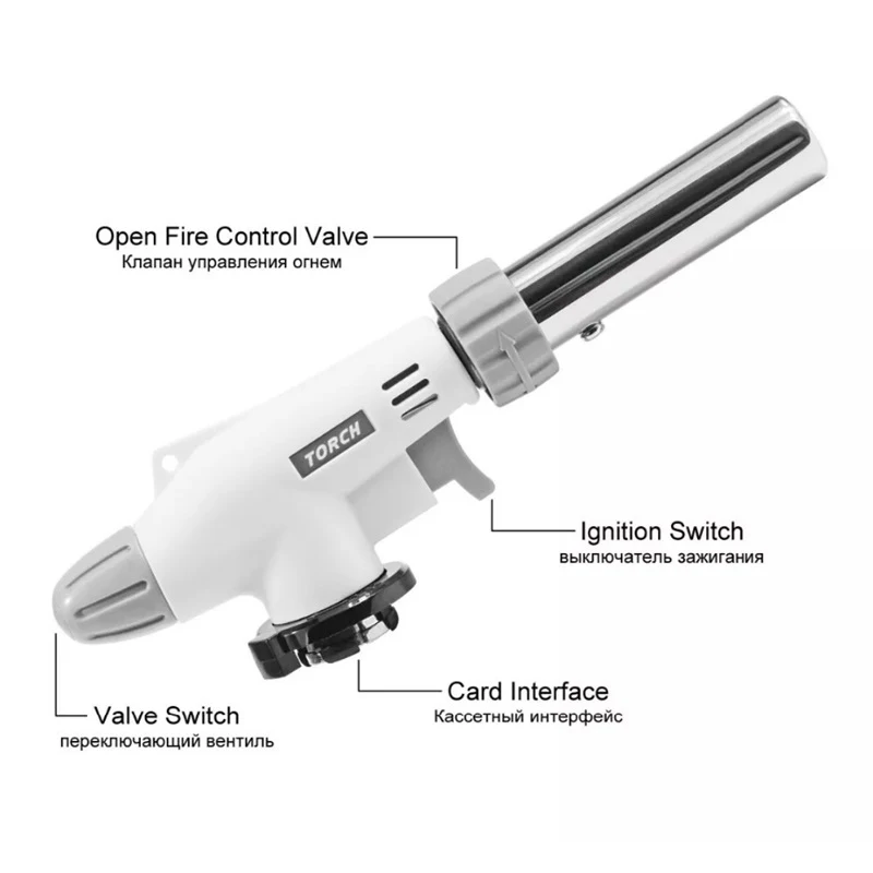 Torch Cooking AutoIgnition Butane Gas Welding-Burner Welding Gas Burner Flame Torch Flame Gun Blow for BBQ Camping Cooking