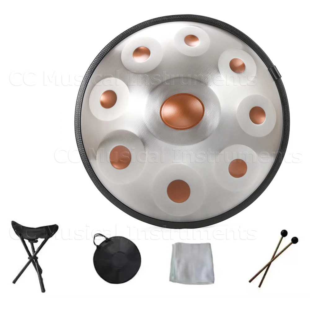 18 inch 9 tone G minor 440hz handpan drum steel tongue drum meditation instrument beginner Taber Yoga learning instrument gift