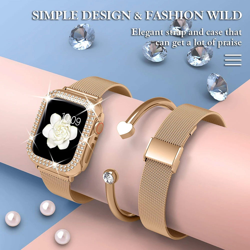 Silm Armband + Hülle für Apple Watch Band 40 mm 41 mm 44 mm 45 mm 38 mm 42 mm Correa Meatl Milanese Armband IWatch Serie 3 4 5 6 SE 7 8 – Detail 25