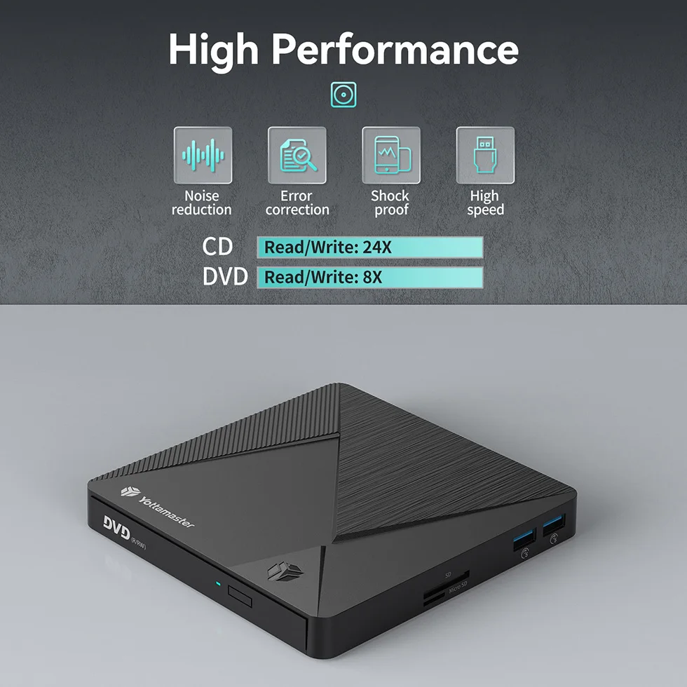 CD DVD Drive Yottamaster External Disk Recorder Reader Burner Tray Player Drawer Optical Drive Disc Enclosure for 5"CD R/RW ROM DVD RAM DL BD