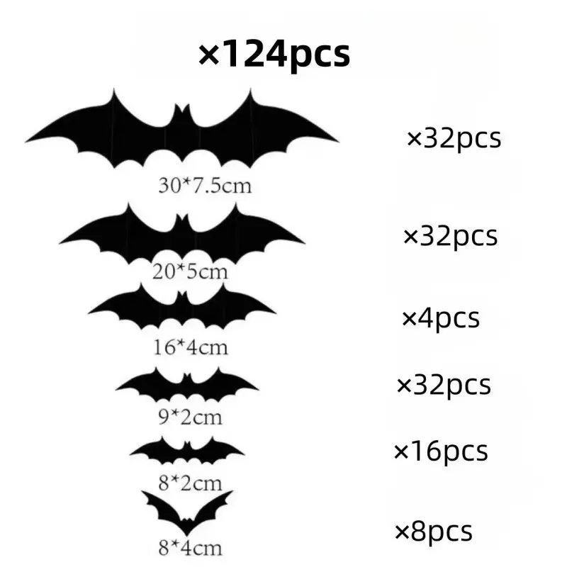 124pcs Black Bat