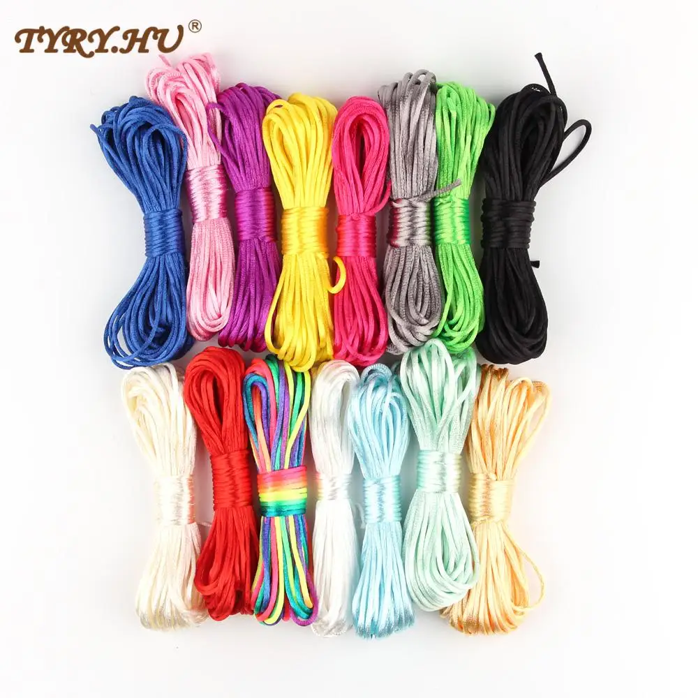 TYRY.HU MultiColor 10meter Satin Nylon Cord Solid Rope For