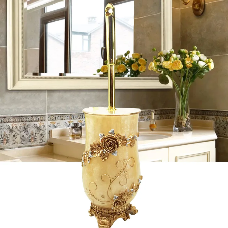 Bathroom Set Vintage Cleaning Brush Toilet Accessories Set Toilet Brush Resin + Stainless Steel Long Handle Restroom Supplies