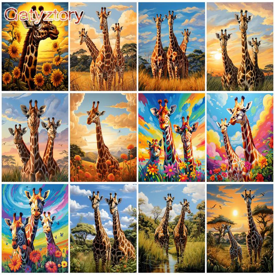 

GATYZTORY Painting By Numbers HandPainted Giraffe DIY Animal On Canvas Home Children Adults Kits Home Decoration Gift Wall Art