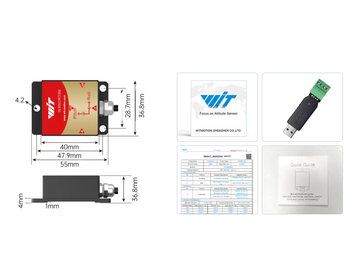 [Built-in RM3100 Magnetometer] Witmotion HWT905 Accelerometer+Angle(XY0.05&deg;)+Digital Compass+Gyro+Inclinometer&Temp Compensation