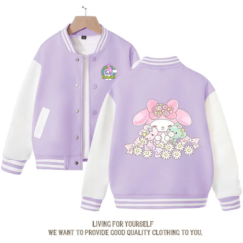 

Kawaii Sanrio My Melody бейсбольная униформа для девочек аниме милая мультяшная весенне-Осенняя детская спортивная Свободная куртка Топ пальто подарок