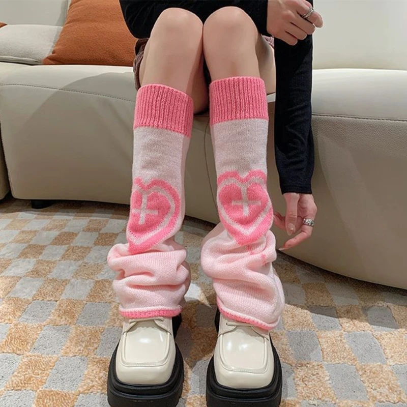 

Girls Lolitas Leg Warmers Y2K Knitted Flared Leg Sleeves Goth Baggy Cuffs Ankle Heap Socks JK Uniform Foot Cover