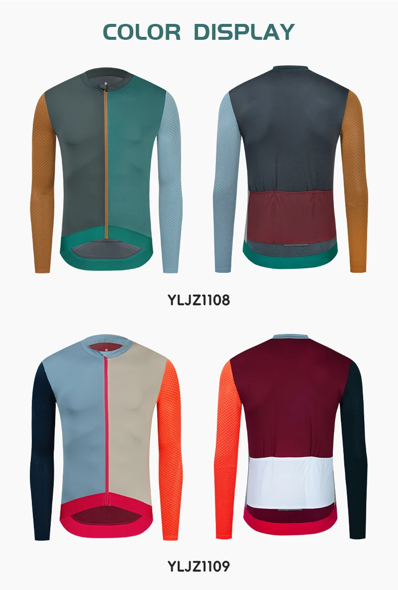 Description Picture 3 of itemYKYWBIKE Men Cycling Jersey Long Sleeve Colorful Road Bike Jersey Spring Summer Bicycle Clothing Professional Cycling Maillot