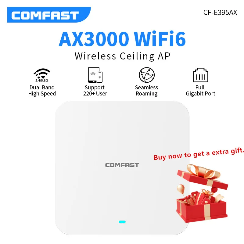 3000Mbps Gigabit Wifi 6 Soffitto Ap Wireless Hotspot 802.11Ax Wi-Fi Mu-Mimo Wireless Ap Wifi Access Point 48V Poe Wifi Router Ap