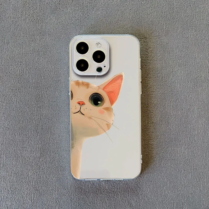 Naughty Kitten Lustige Katze Kunst Handyhülle für iPhone 11 12 13 Mini Pro Max 15 14 Pro Max Plus XR XS X 7 8Plus SE Klare Rückseite – Detail 2