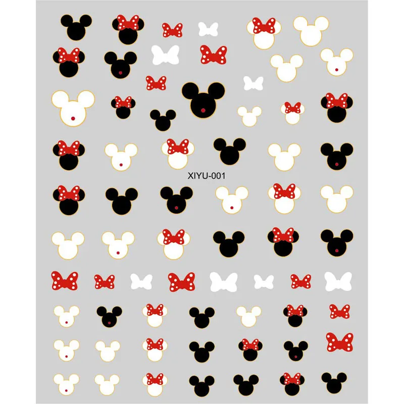 Disney Design Nail Art Sticker Princess Micky Minnie Nail Decorative Decal 3D Back Glue Cartoon Pattern Used On Nail Slider 1PCS