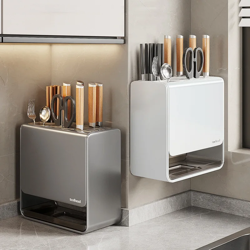 

Kitchen Knife Rack Storage Rack Household Countertop Kitchen Knives Chopsticks Basket Wall Mounted Knife Rack Multifunctional