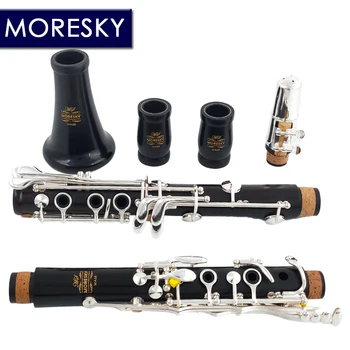 MORESKY Professional Ebony Clarinet a Tune 17 Keys Silver Plated Copper Clarinet in La MA68