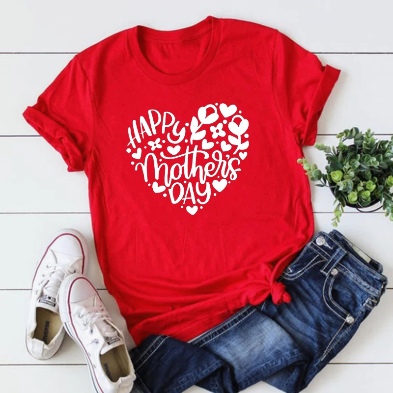 

Рубашка на День Матери с сердцем на день матери, футболка в стиле Харадзюку, подарок для мамы, подарок на день матери 2022, топы для мам, футболки на день матери XL