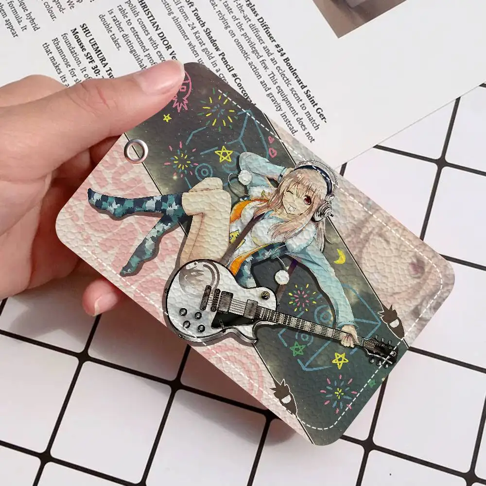 S-Super Sonico 사무용품 남성 및 여성 신용 카드 열쇠고리 학생증 ID 카드 홀더 자격증 홀더 카드