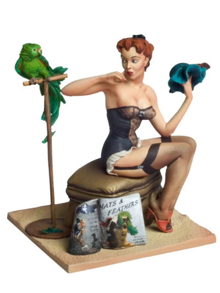 Unbemalter Bausatz 1/22 80mm US Feathers Fashion mit Basis, Harzfigur, Miniatur-Garage-Kit