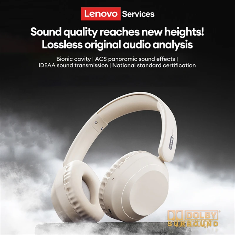 Lenovo Le601 Anc Wireless Headphones Bluetooth 5 4 Hi Res Audio Over Ear Headset 43db Hybrid Active Noise Cancellation Earphones, Alina Gadgets