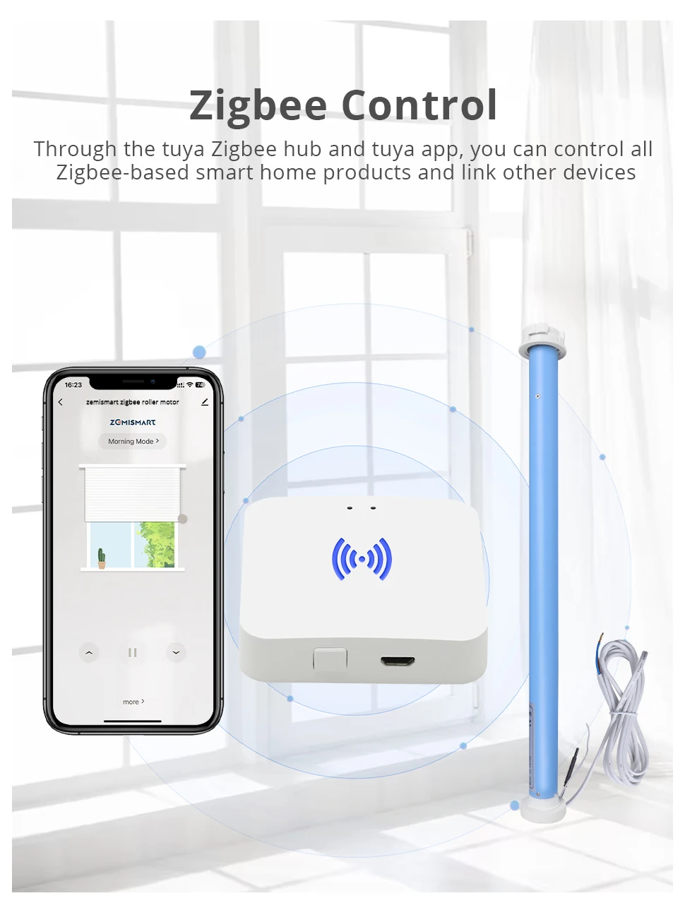 Zigbee Smart Electric Blinds Motor For 37 38mm Tube Alexa Google Home Voice Cont