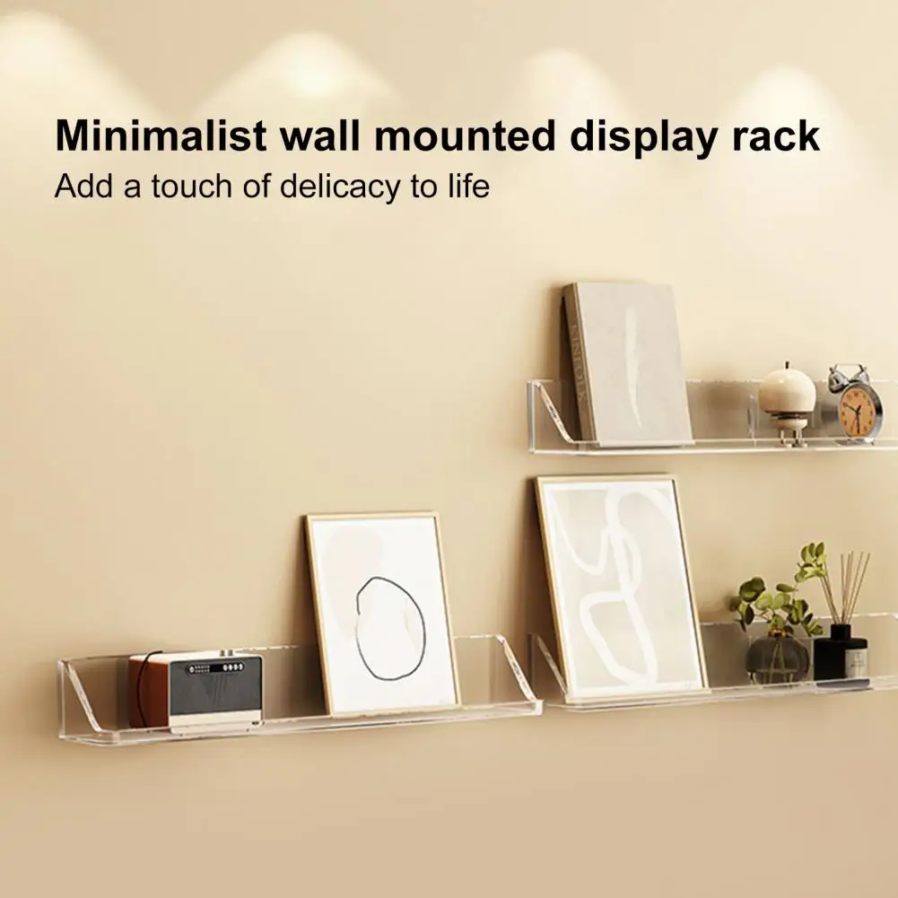 

Ornament Display Stand Floating Wall Shelf with Strong Adhesive for Bathroom Room Transparent Organizer for Books Pictures