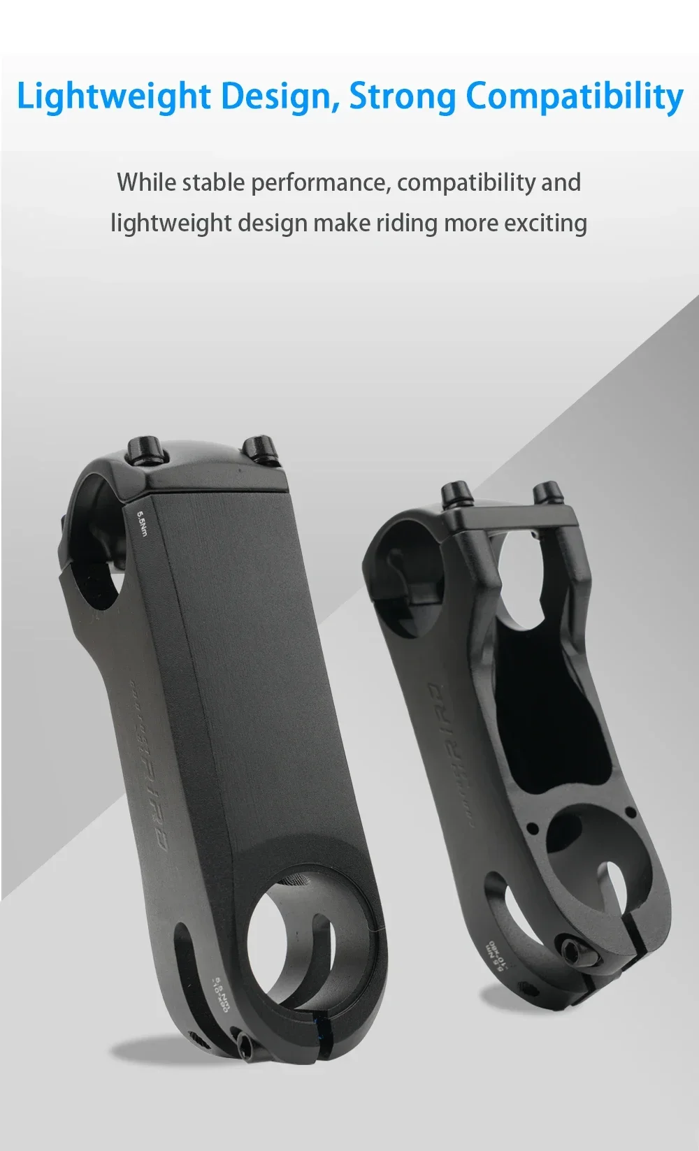 Description Picture 4 of itemRIRO Bike Stem Internal Cable Hidden Bicycle Stem 28.6-31.8mm Aluminum Aolly Forging/CNC Handle with Spacer Road Handlebar Stem