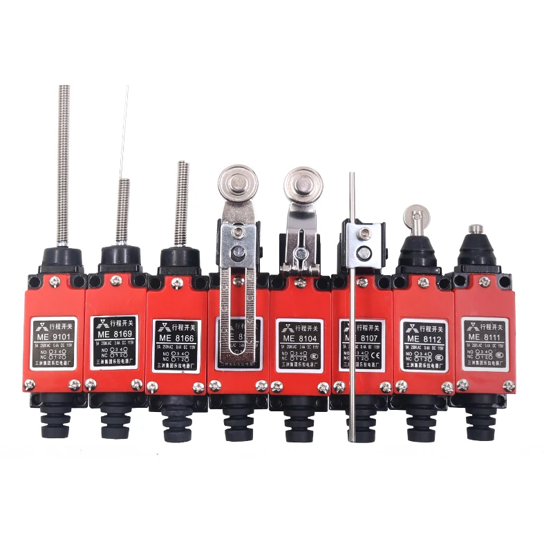 

ME Series Travel Limit Switch ME-8108/8104/8107/8111/8112/8169/8166/9101 Stroke Switches Universal Type AC250V/DC115V 5A/0.4A