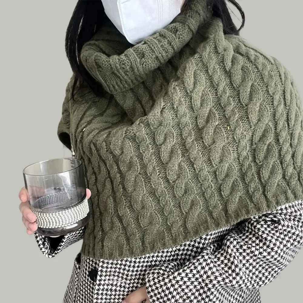 Twist High Collar Shawl Elegant Irregular Solid Color Shawl Wraps Knitted Cape Korean Style Scarves Neck Wraps Girl