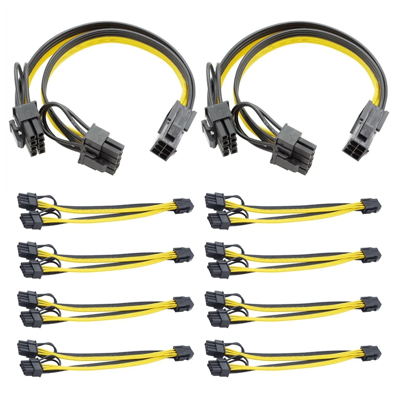 

10Pcs Graphics Card Power Cable 6 Pin Female To Dual 8 Pin Male Adapter Cable 6+2 Pin Extension Cable For Graphics Card