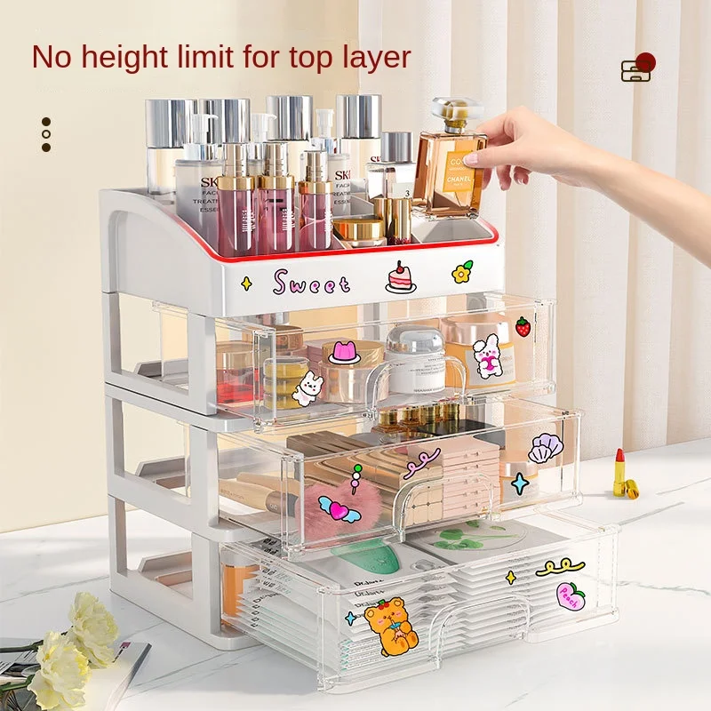 Desktop Makeup Organizer Drawer Type Cosmetic Storage Box Make Up Case  Brush Holder Lipstick Skincare Makeup Tables