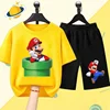 Super Mario Kids T-shirt Set Harajuku Fashion Casual Short sleeve Shorts Boys Girls Sweatshirt Summer clothing 2 pieces 2