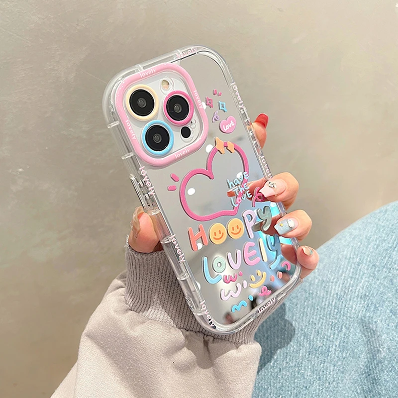 Diamond Heart-Shaped Mirror Girl Hard Case for iPhone 11 12 PRO