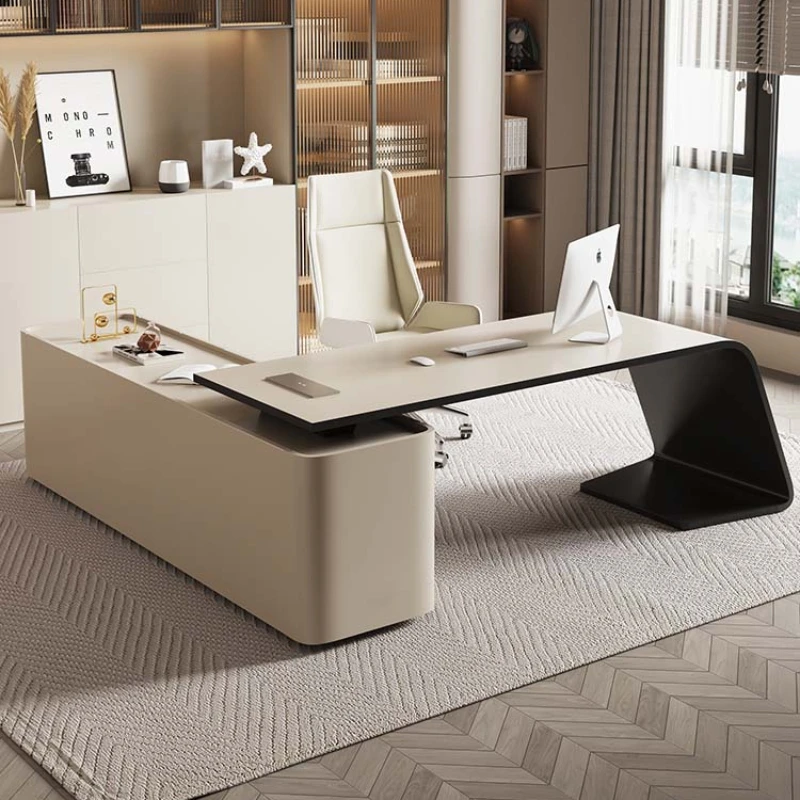 

Computer Office Desk Drawers L Shaped Storage Executive Wooden Workbench Monitor Writing Scrivania Gaming Desk Accessories