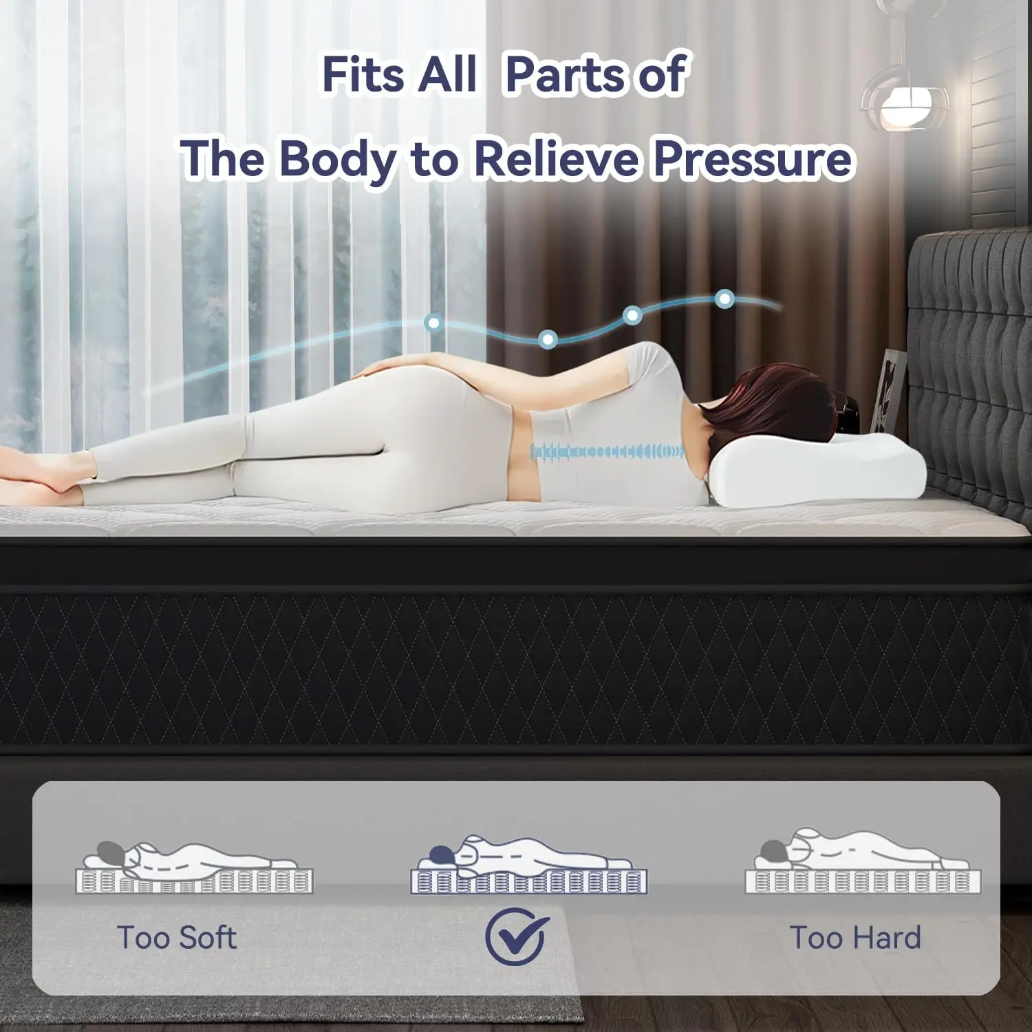 Queen Mattress 10 Inch Hybrid Memory Foam Mattress in a Box Individually Wrapped Pocket Coils Mattress for Isolate Motion 3