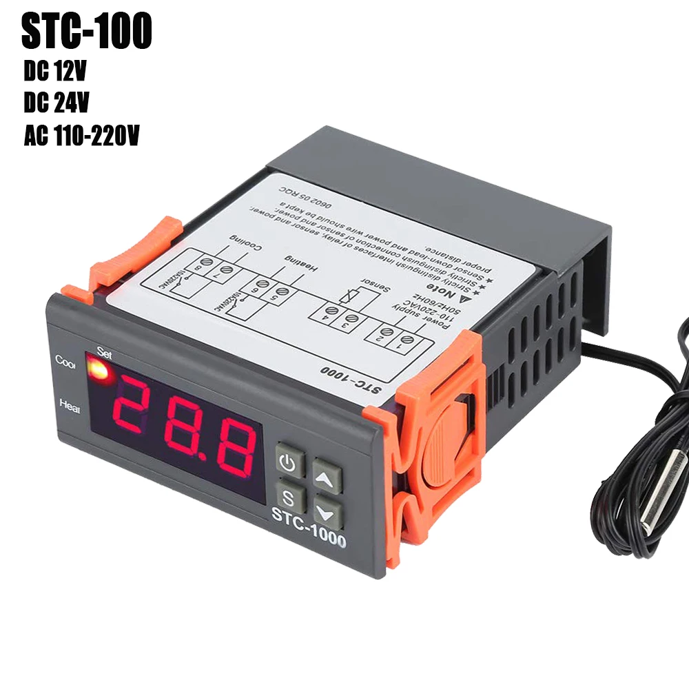 

New Digital Temperature Controller Thermostat Thermoregulator incubator Relay LED 10A Heating Cooling STC-1000 12V 24V 110V-220V