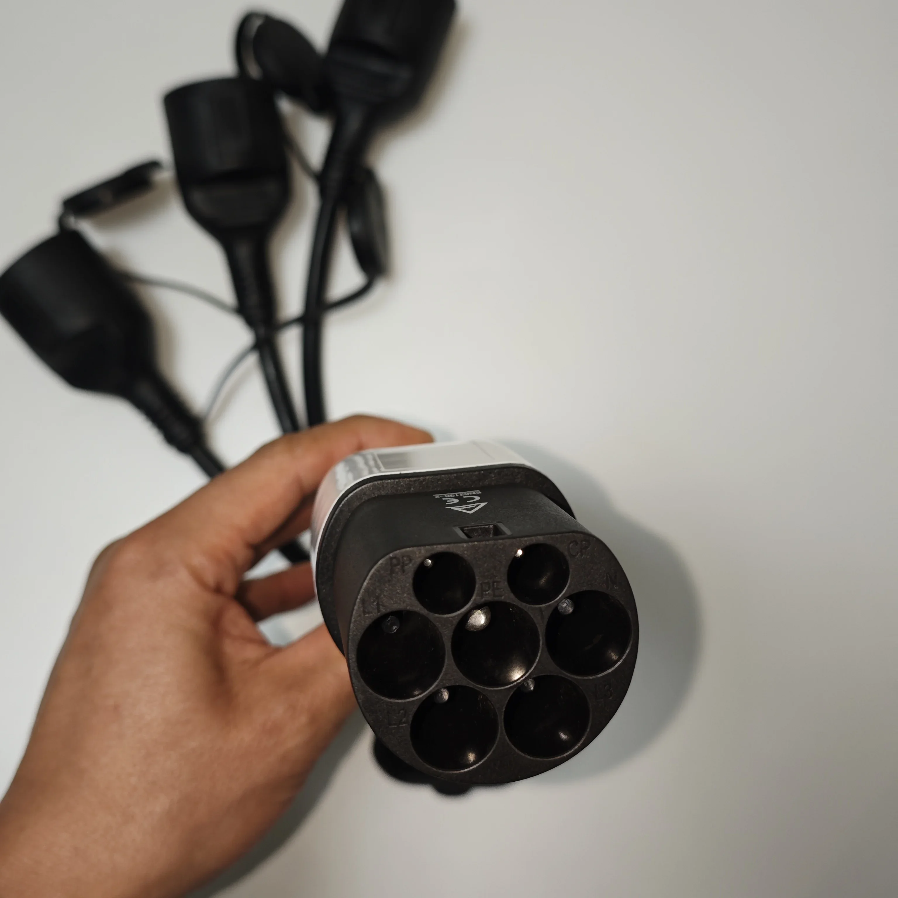 Three heads Portable 220V Type 2 Male Plug to Schuko Socket EU Plug EV Charging Adapter For EV Charger Connector