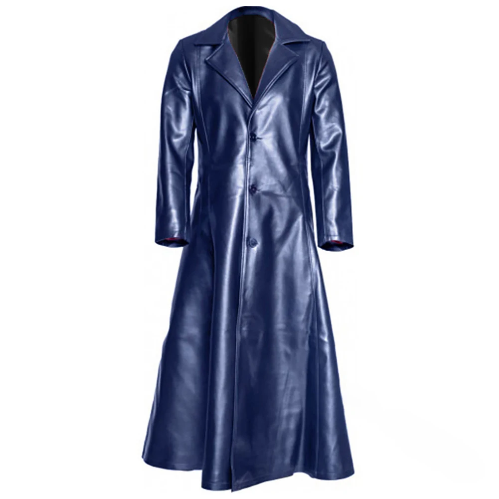 Hot New Stylish Comfy Fashion Mens Coat Jacket Single Breasted Lapel Appointments Autumn Faux Leather Long Sleeve