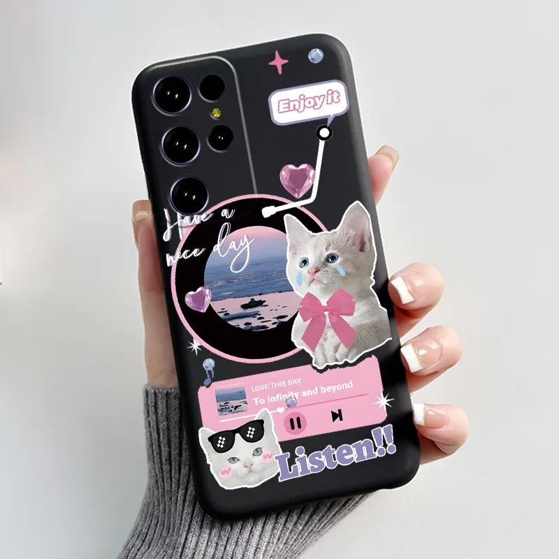 Aesthetic Cute Cat Cartoon Black Soft Silicone Shockproof Phone Case