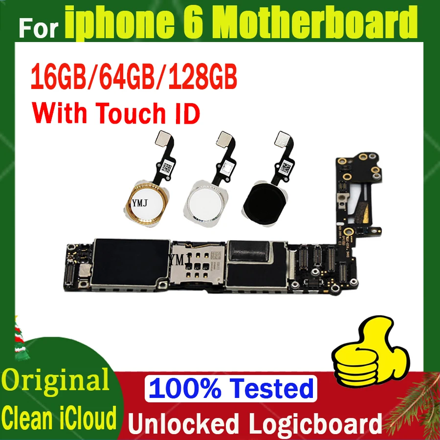 16Gb 64Gb 128Gb Per Scheda Madre Iphone 6 Sbloccata Originale Per Scheda Madre Iphone 6 Con/Senza Touch Id, Con Piastra Chip Completa