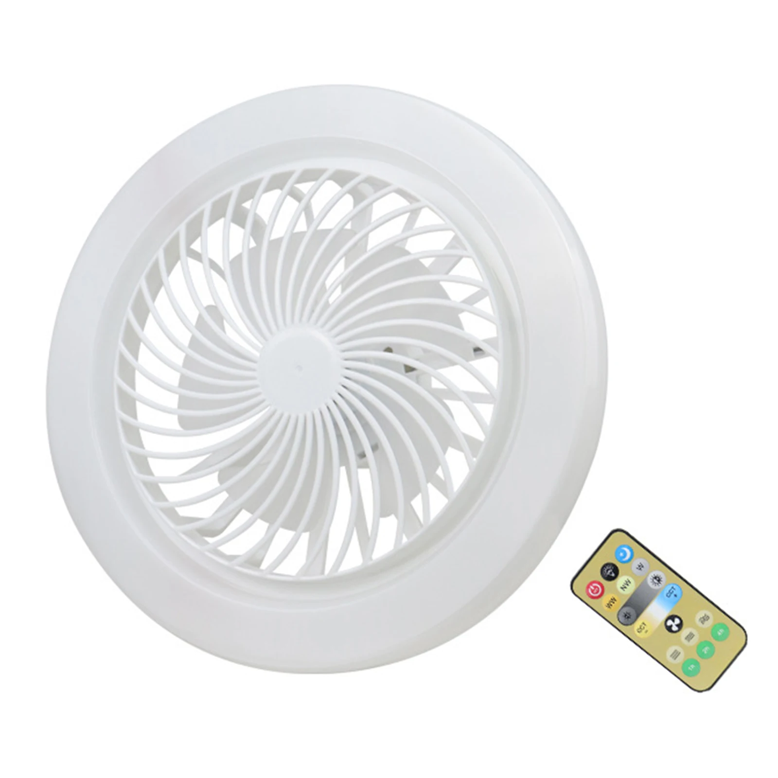 Small Fan Lamp Silent Electric Fan Ceiling Light E27 Study Room Dining Room Lighting Fixture White Light/3 Light Colors