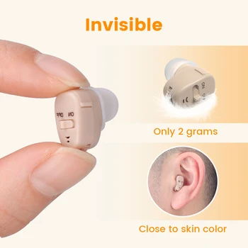 ITE Mini Hearing Aids Ear for Deafness Invisible Digital Hearing Aid for Elderly Moderate to Severe Hearing Loss Sound Amplifier