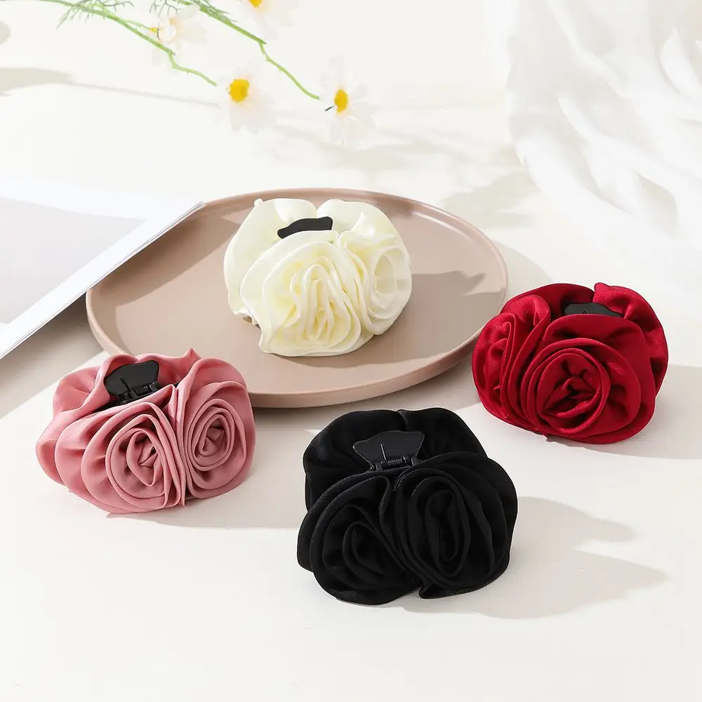 Grenzüberschreitender Verkaufsschlager: Große Rosen-Haarspange aus hochwertigem Satin für den Hinterkopf – Modisches Haar-Accessoire – Detail 4