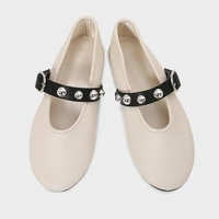 Ballet Flats for Ladies 2025 Spring Rivet Design Buckle Strap Soft Leather Women Footwear Light Comfortable Leisure Female Shoes - Image 3