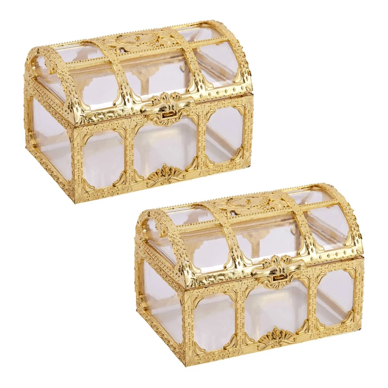 

2X Mini Jewelry Box Candy Ring Earrings Necklace Case Gift Birthday Party Wedding Bead Storage Organizer Gold S