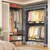 Heavy Duty Clothes Rack with Cover, 81" H Clothing Racks for Hanging Clothes with Wheels & Adjustable Feets (Black) 2