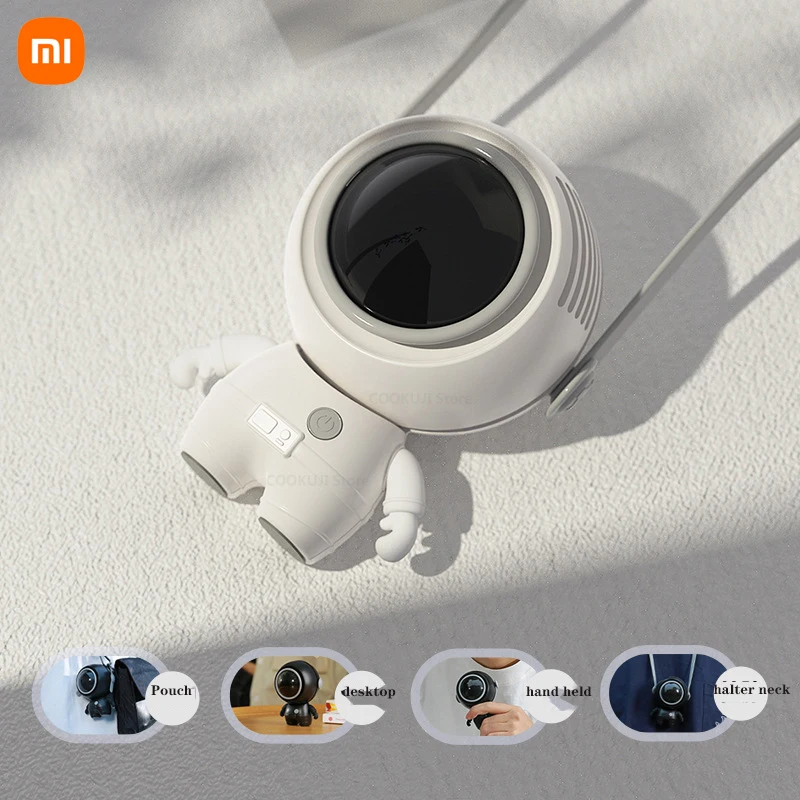 

New Xiaomi Youpin Usb Small Fan Hanging Neck Handheld Lazy Mini Leafless Spaceman Small Fan Portable Lanyard Creative Gift