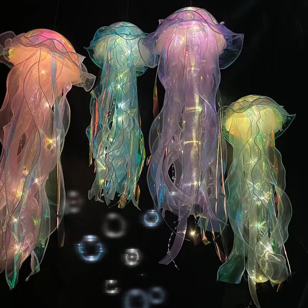 5PCS Jellyfish Lamp Portable Flower Lamp Jellyfish Wind Chimes Bedroom Night Light Hanging Lantern Home Decoration Birthday Gift 6