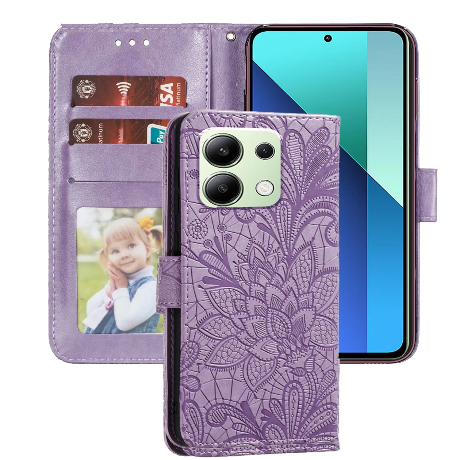 

Чехол-книжка для Xiaomi Note 13 Pro Plus 4g, флип-чехол для Redmi A3 13c Poco X6 M6 C65, с цветочным рисунком, с подставкой и отделениями для карт