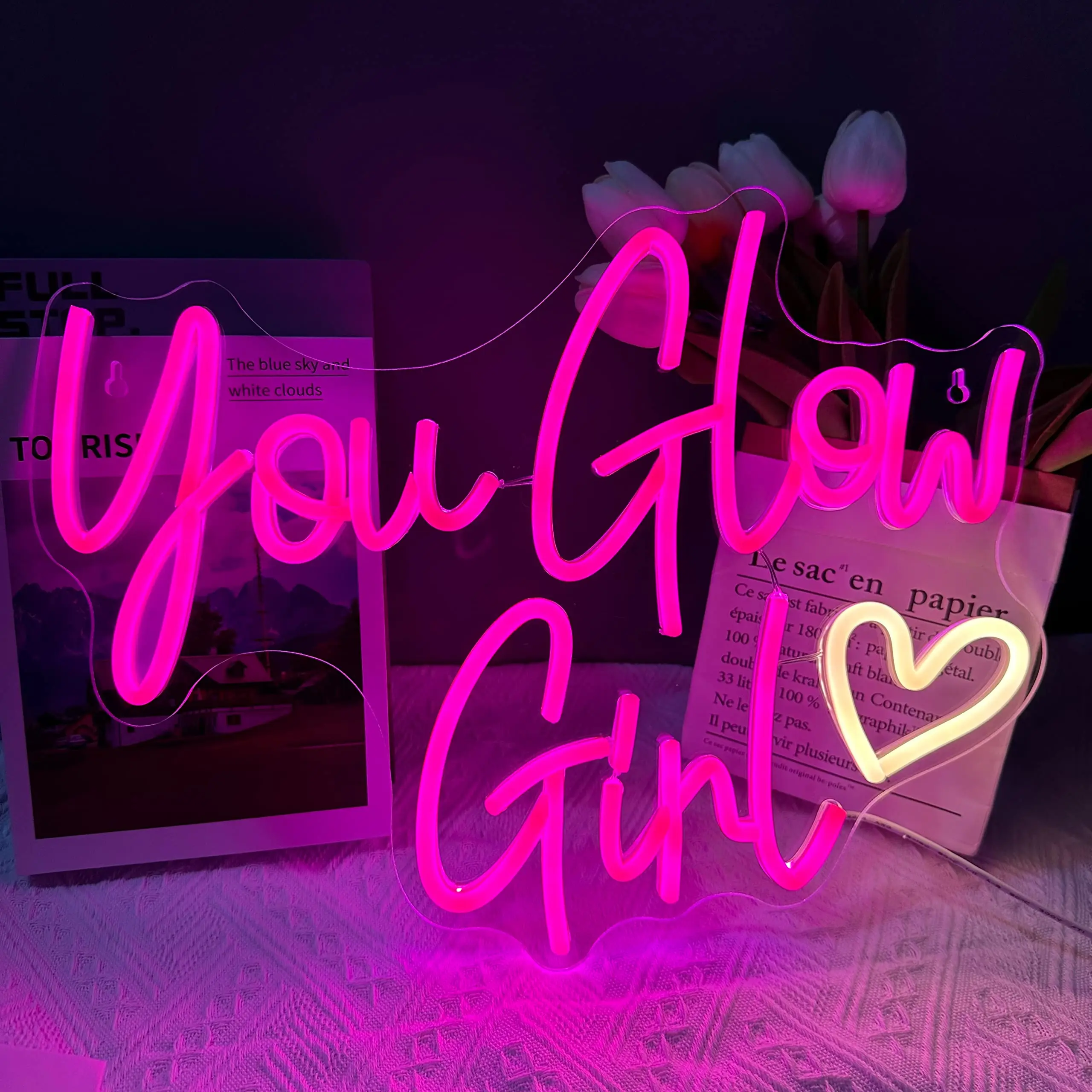 You Glow Girl Neon Sign Custom Led Light Wedding Engagement Ornament Birthday Party Bar Acrylic Mural Wall Decorate pink coffee shop neon sign led acrylic custom light for cafe restaurant hotel bar club party beautiful decorate neon light