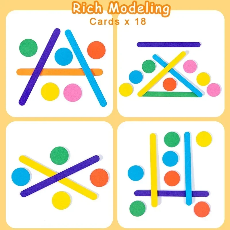 Kids Rainbow Stick Puzzle Montessori Toys Color Sensory Logical Thinking Matching Games Children Early Educational Wooden Toys 3